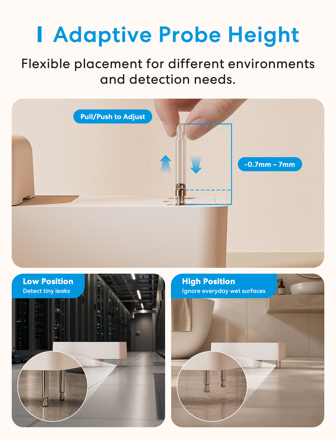 Meross Smart Multi-Function Water Leak Sensor Kit, MS420H