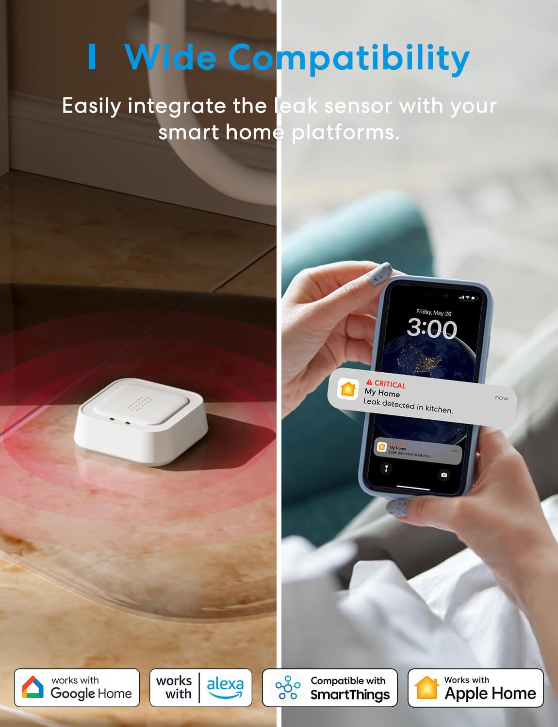 Meross Smart Water Leak Sensor Kit, MS405HHK