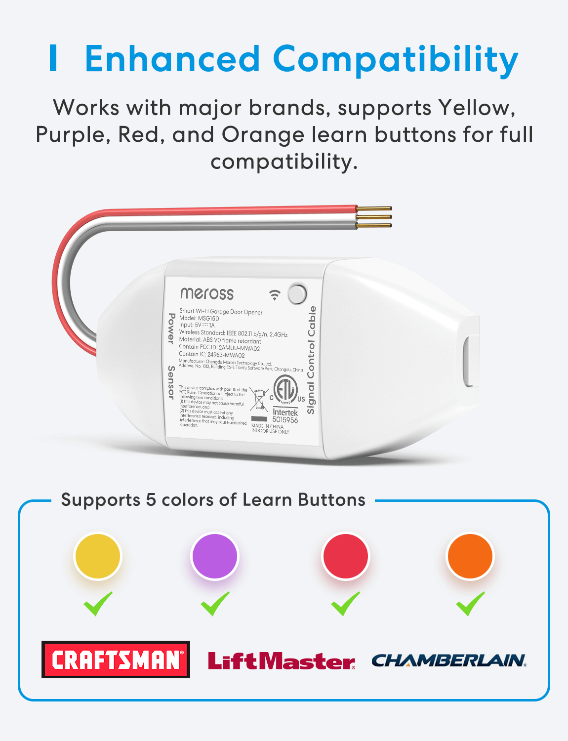 Meross Smart Garage Door Opener, MSG150