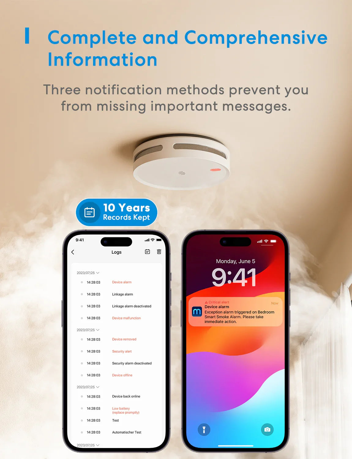 Meross Smart Smoke Alarm Kit, MA151H