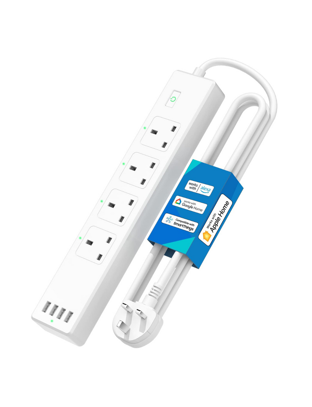 Smart Power Strip Wifi Plug: 4 Ac Outlets, 4 Usb Ports, Remote