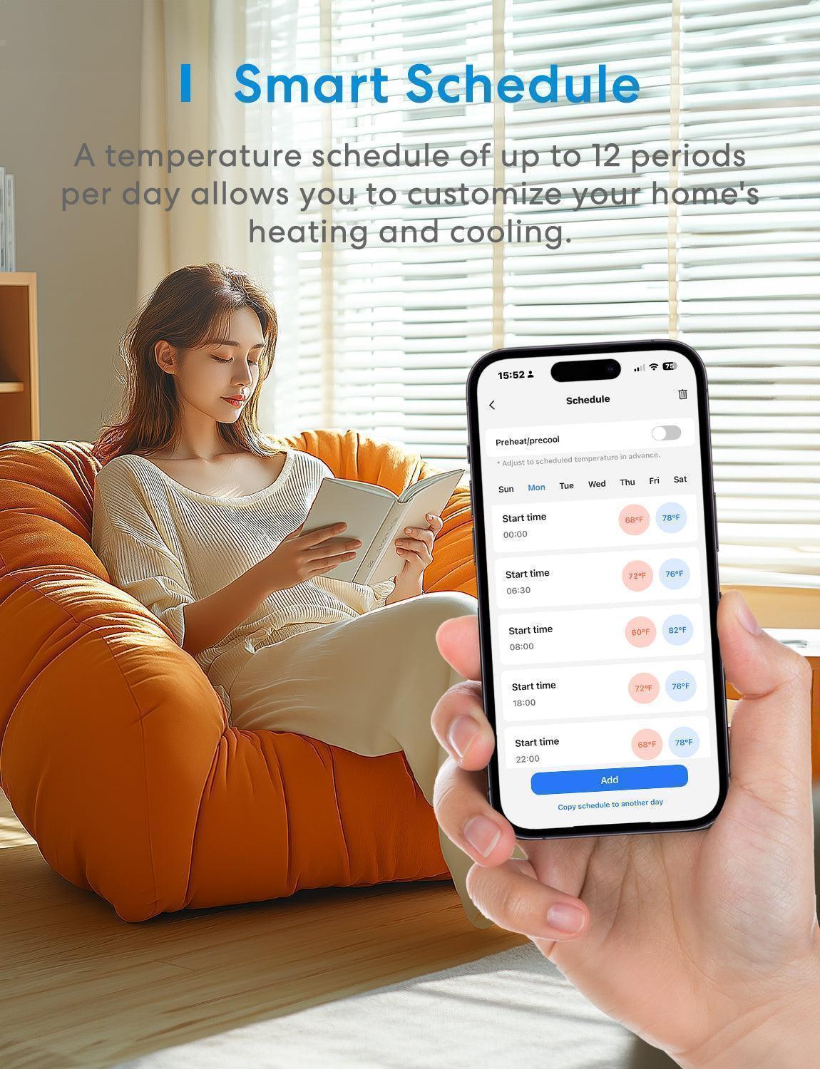 Meross Matter Smart Thermostat for Cooling and Heating System, MTS300MA