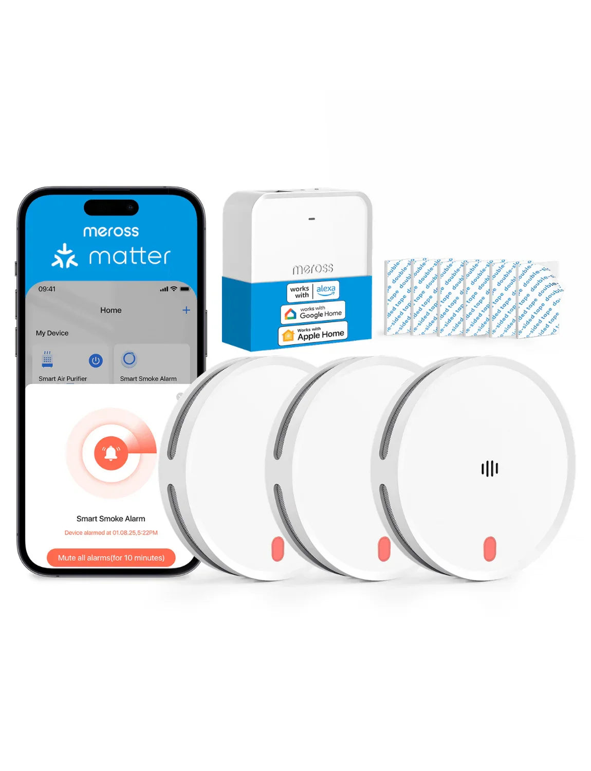 Meross Smart Smoke Alarm Kit, MA151H