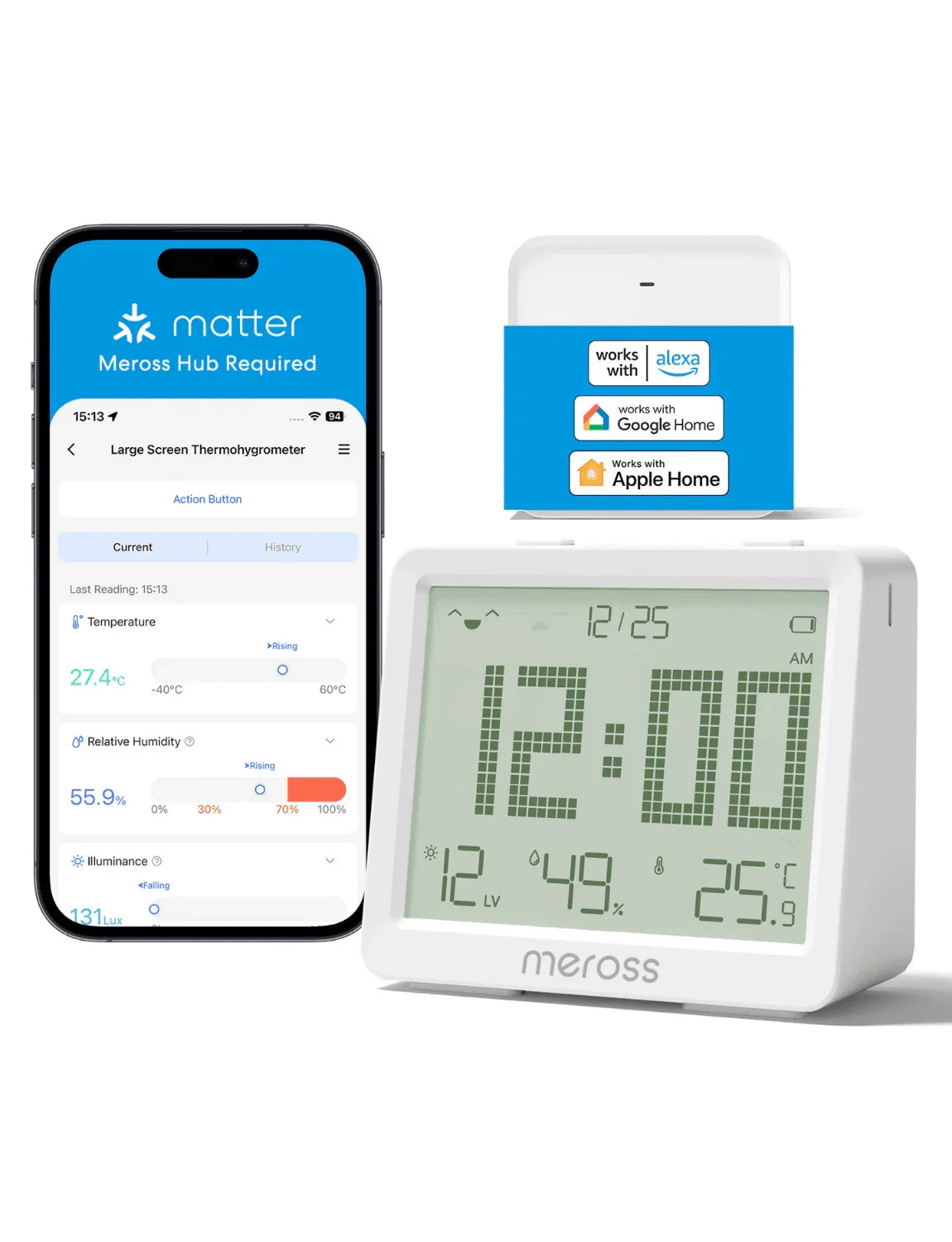 Meross Temperature Humidity Sensor MS130 Hygrometer Thermometer Smart Home Backlight Smart