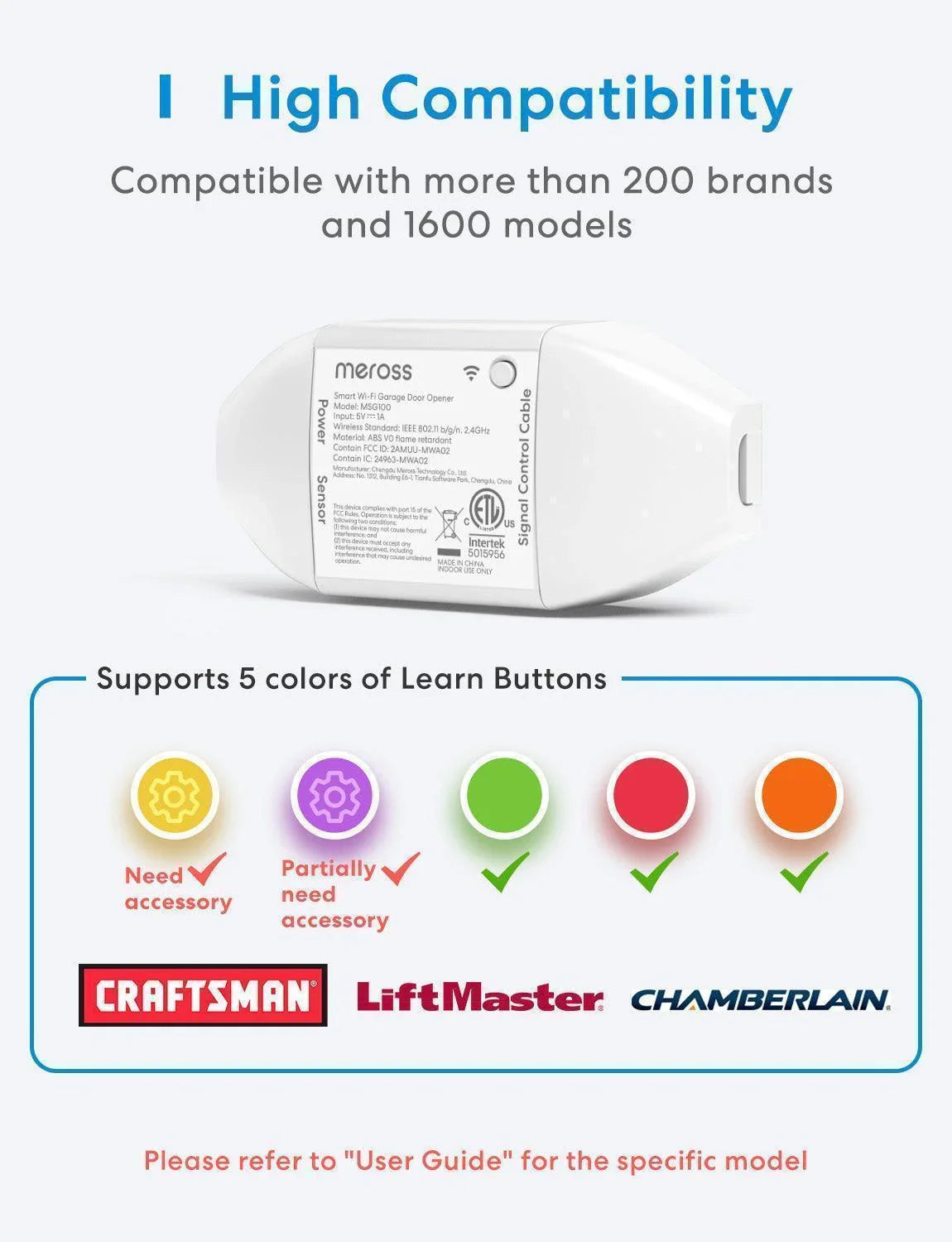 Meross Smart Garage Door Opener, MSG100