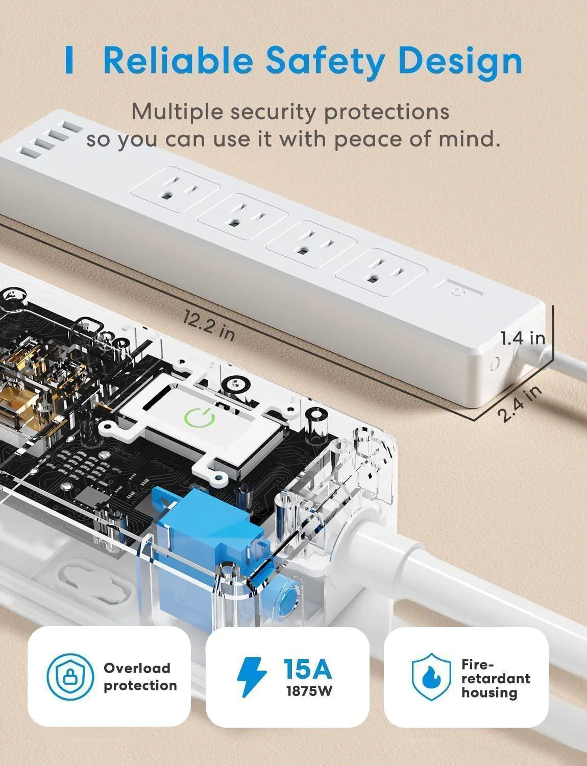 Meross Smart Power Strip, MSS425FHK (US Version)