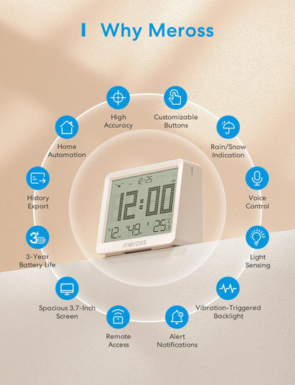 Meross Matter Smart Temperature and Humidity Sensor, MS130