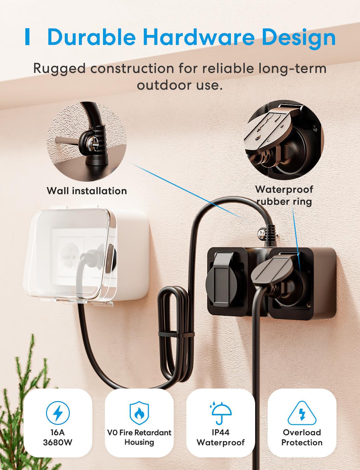 Meross Matter Smart Outdoor Plug with Energy Monitor, MOP320MA(EU Version)