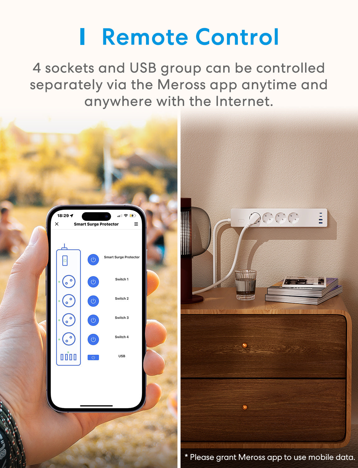 Meross Matter Smart Fast Charging Power Strip, MSP844 (EU Version)