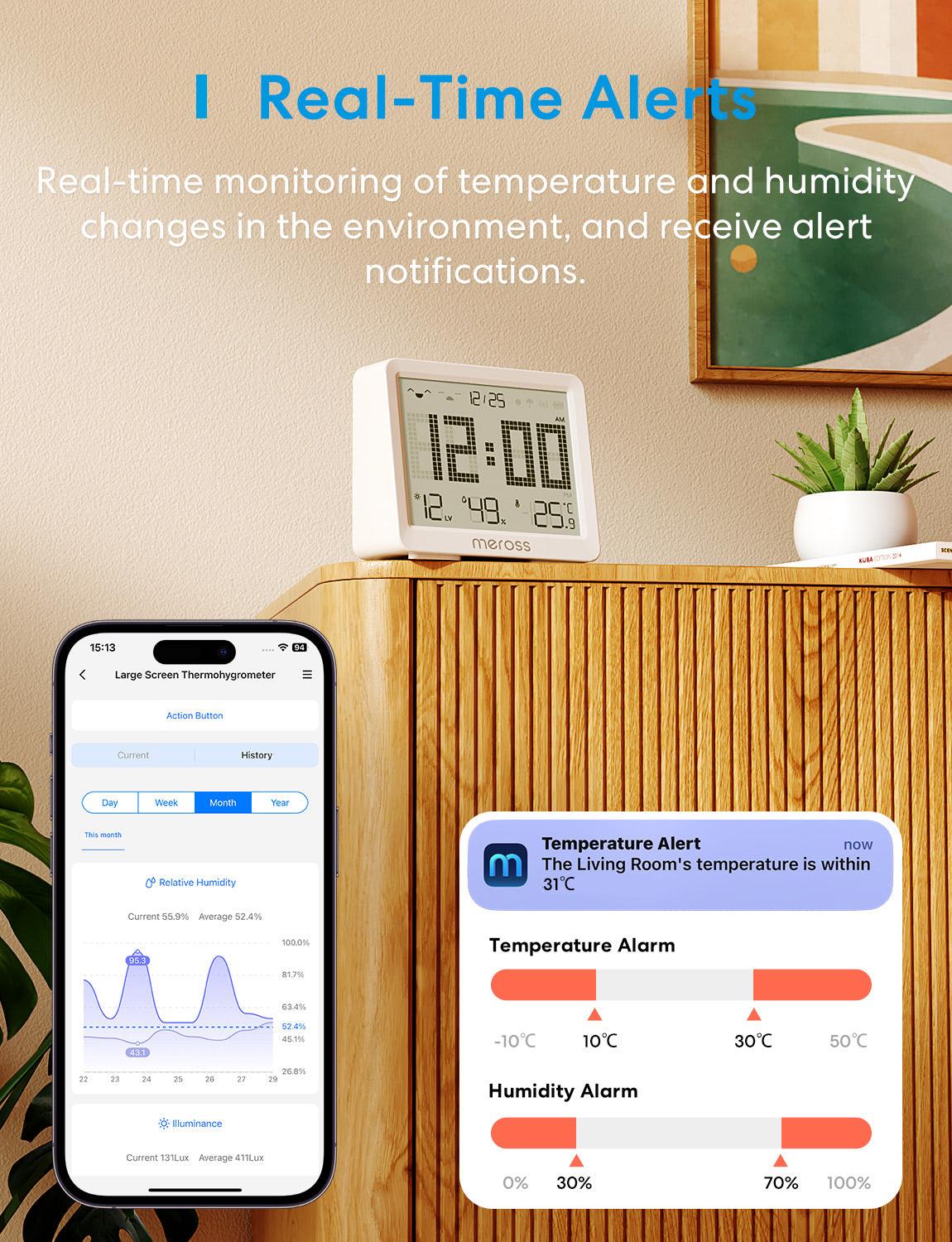 Meross Matter Smart Temperature and Humidity Sensor, MS130