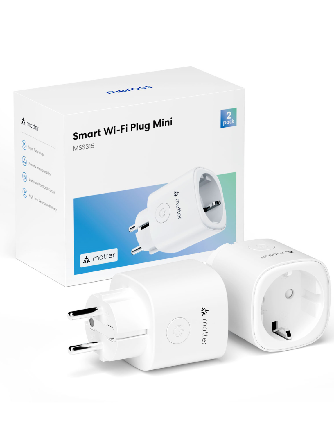 Meross Matter Smart Plug Mini (2 Pack) +Meross Smart Dimmer Plug