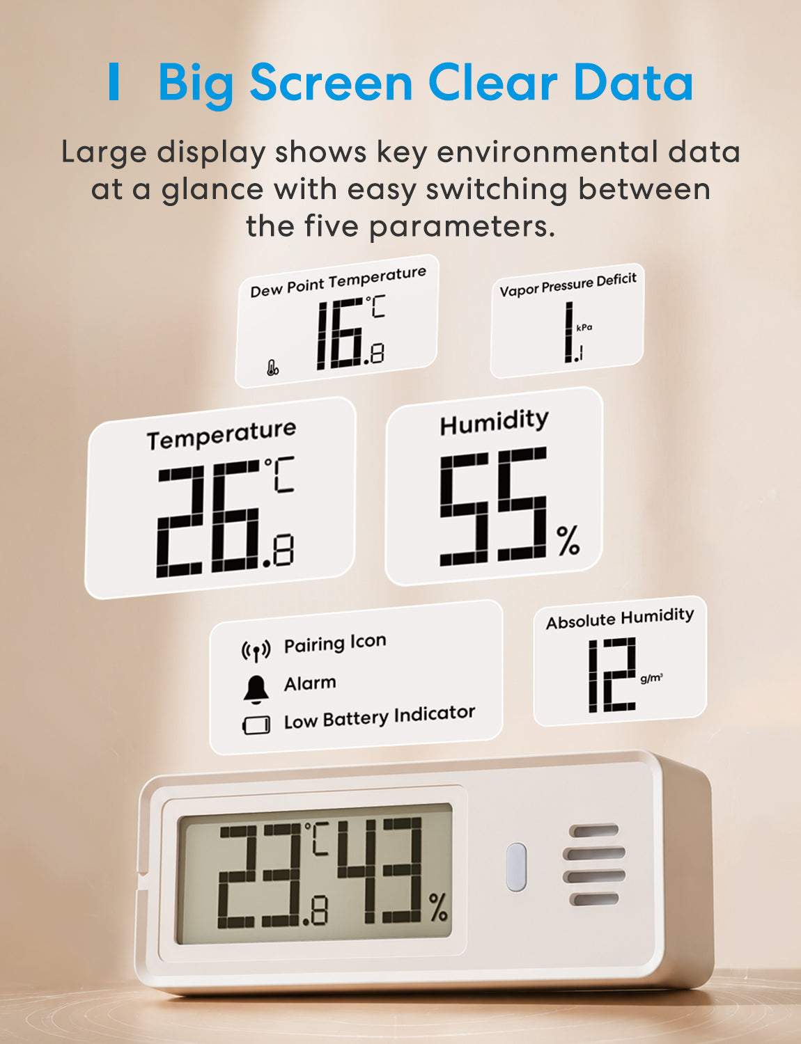 Meross Smart Multi-Function Hygrometer & Thermometer Kit, MS120H