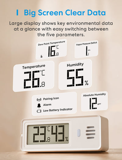 Meross Smart Multi-Function Hygrometer & Thermometer Kit, MS120H