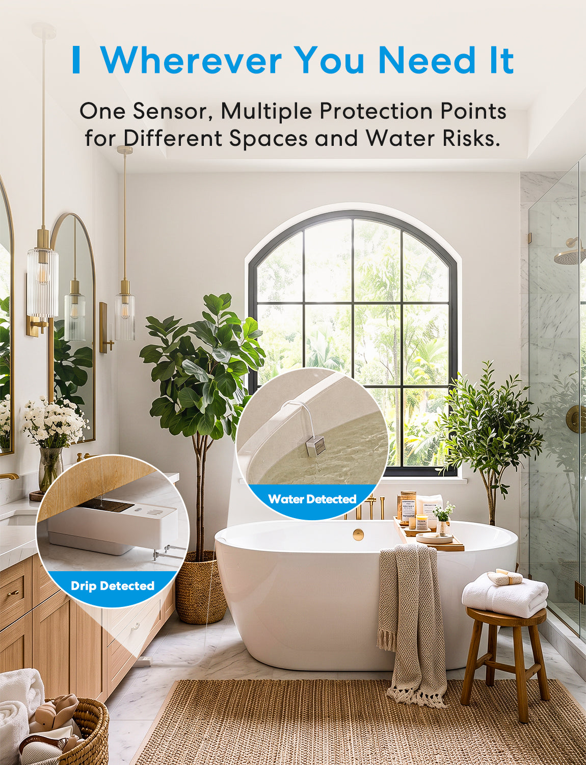 Meross Smart Multi-Function Water Leak Sensor Kit, MS420H