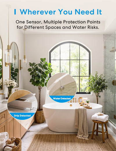Meross Smart Multi-Function Water Leak Sensor Kit, MS420H