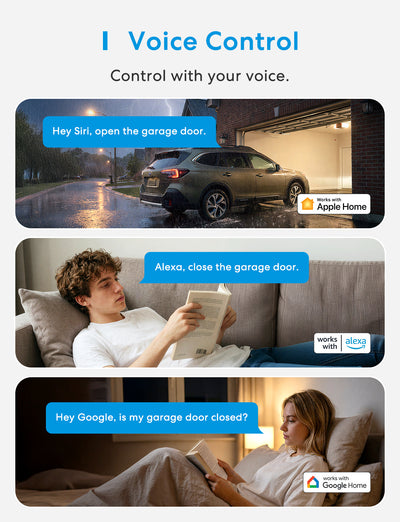 meross Smart WLAN Garage Door Opener, App Control, Compatible with Alexa, Google Assistant and SmartThings, No Hub Required, White meross Smart WLAN Garage Door Opener, App Control, Compatible with Alexa, Google Assistant and SmartThings, No Hub Required, White