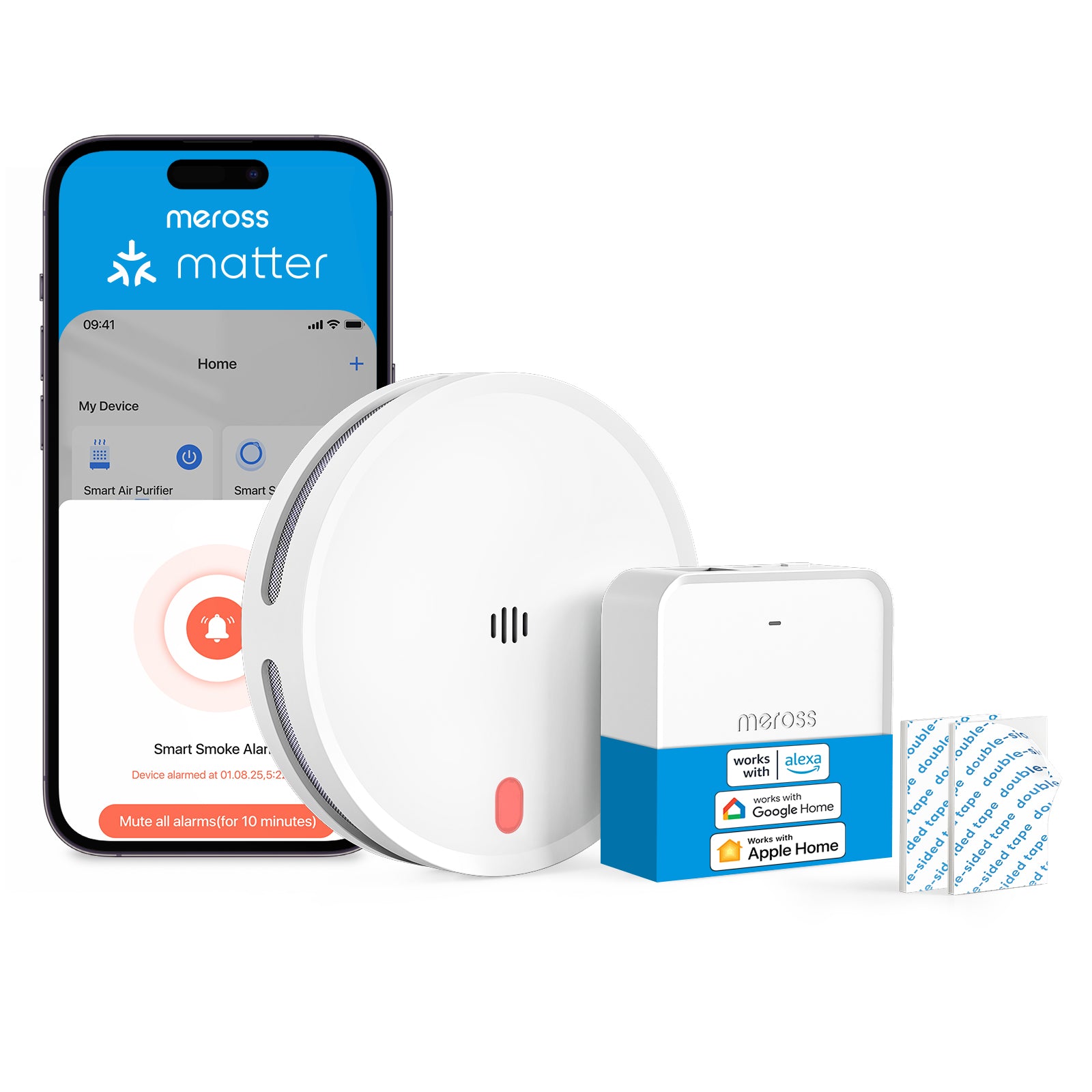 Meross Smart Smoke Alarm Kit, MA151H