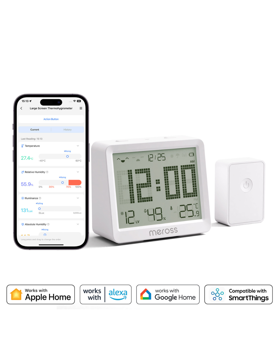 Meross Smart Temperature and Humidity Sensor, MS130HHK Meross