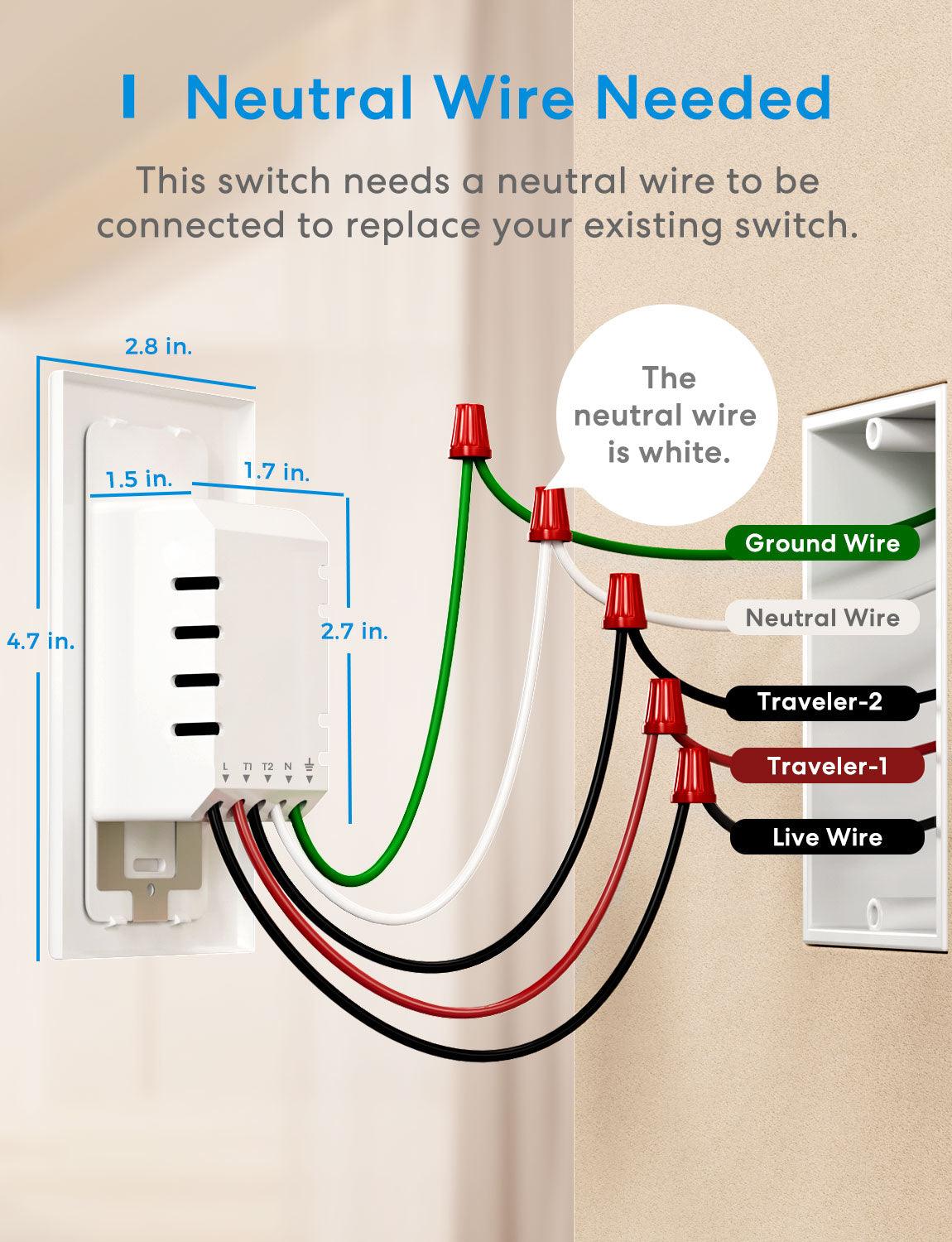 Meross 3 Way Smart Light Switch, MSS550HK (US/CA Version)