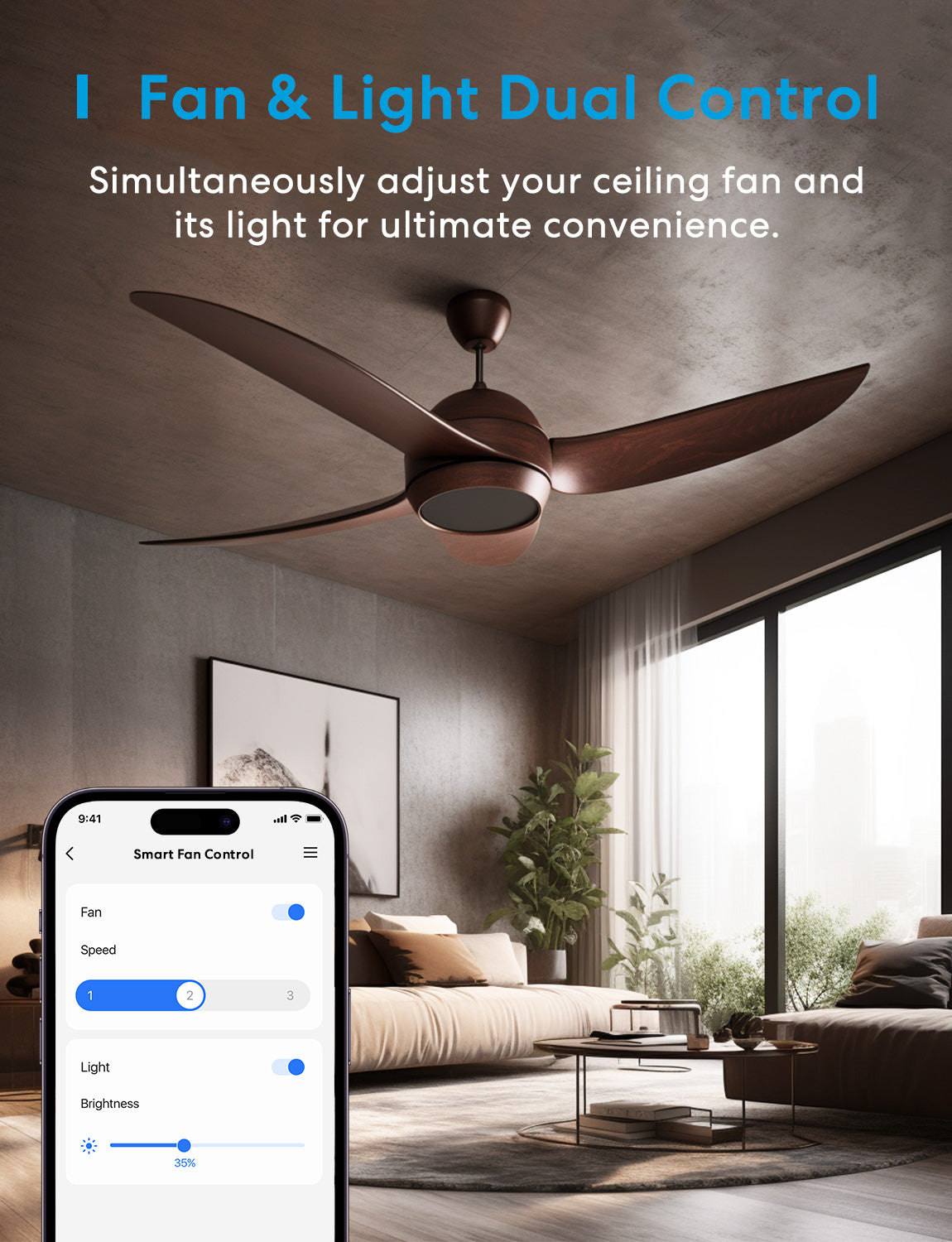 Meross Wi-Fi Smart Fan and Light Wall Switch, MFC100HK (US/CA Version)