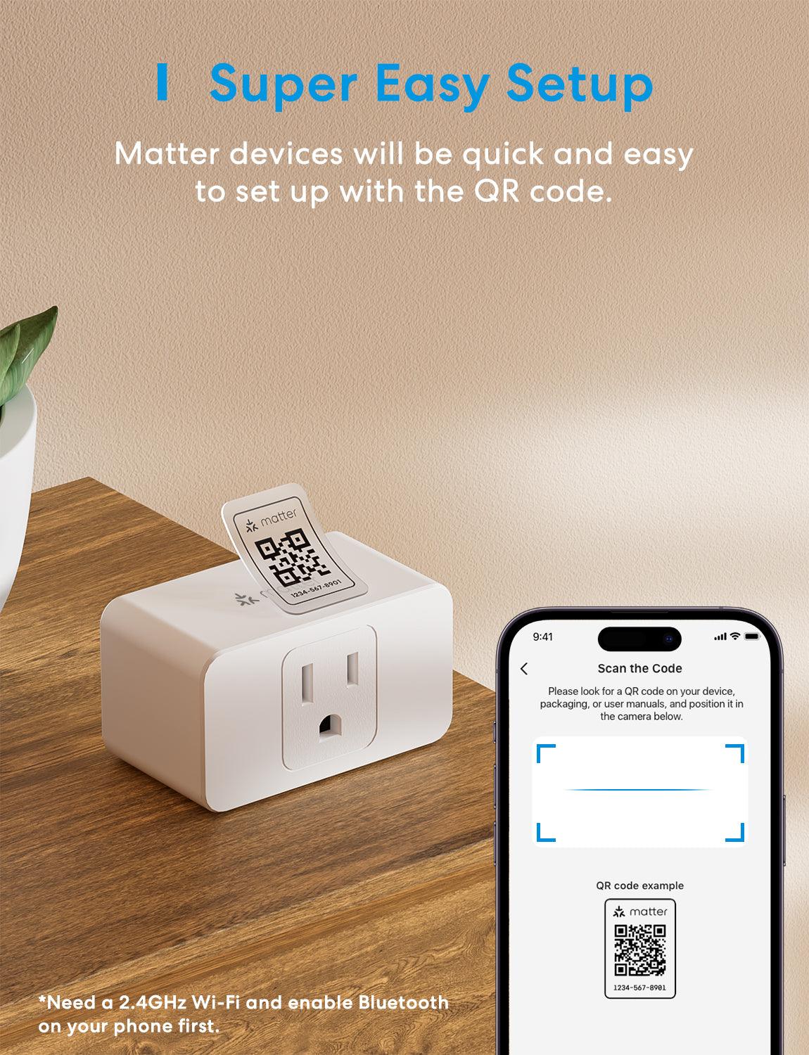 Meross Matter Smart Plug with Energy Monitor, MSS315, 4-Pack(US Version)