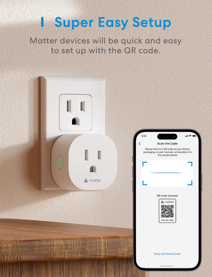 Meross Matter Smart Wi-Fi Plug Mini, MSS115 (US/CA Version), 2 Pack