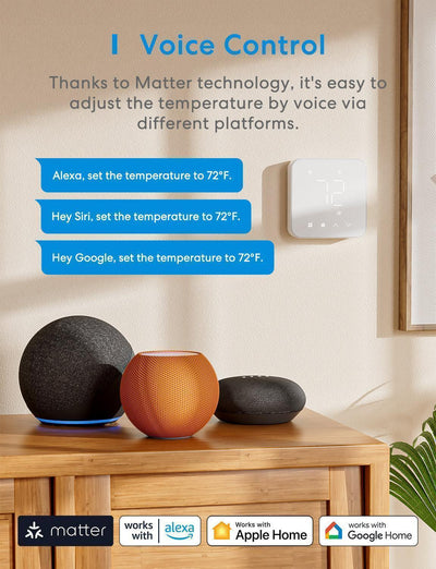 Meross Matter Smart Thermostat for Cooling and Heating System, MTS300MA