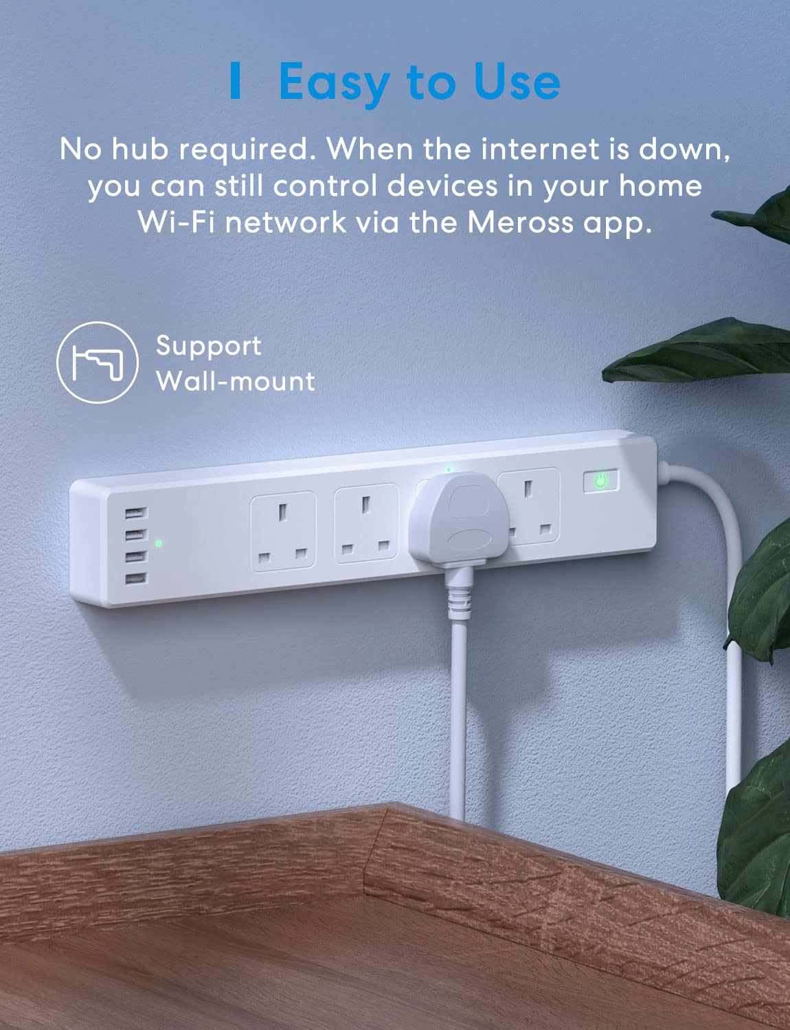 Meross Smart Power Strip Compatible with Apple HomeKit, Siri, Alexa, Google Home and SmartThings, WiFi Surge Protector with 4 AC Outlets, 4 USB