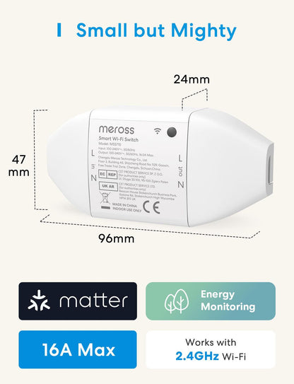 Meross Matter Smart DIY Switch with Energy Monitor, MSS715MA