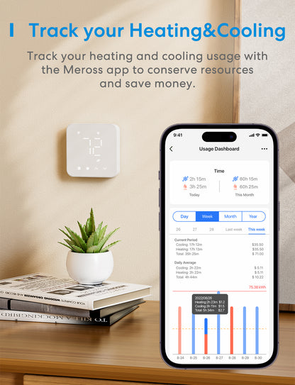 Meross Matter Smart Thermostat for Heating and Cooling System, MTS300MA