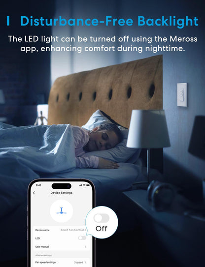 Meross Wi-Fi Smart Fan and Light Wall Switch, MFC100HK (US/CA Version)