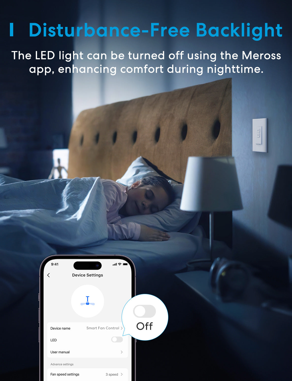 Meross Wi-Fi Smart Fan and Light Wall Switch, MFC100HK (US/CA