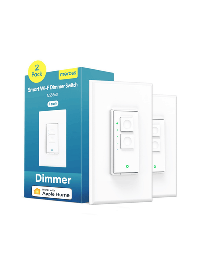 Meross Single Pole Smart Dimmer Switch, MSS560XHK, 2-Pack (US/CA Version)