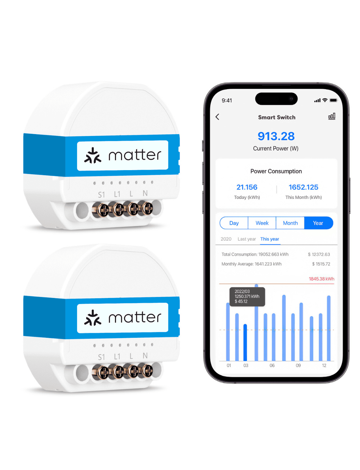 Meross Matter Smart in-Wall Switch, MSS815MA