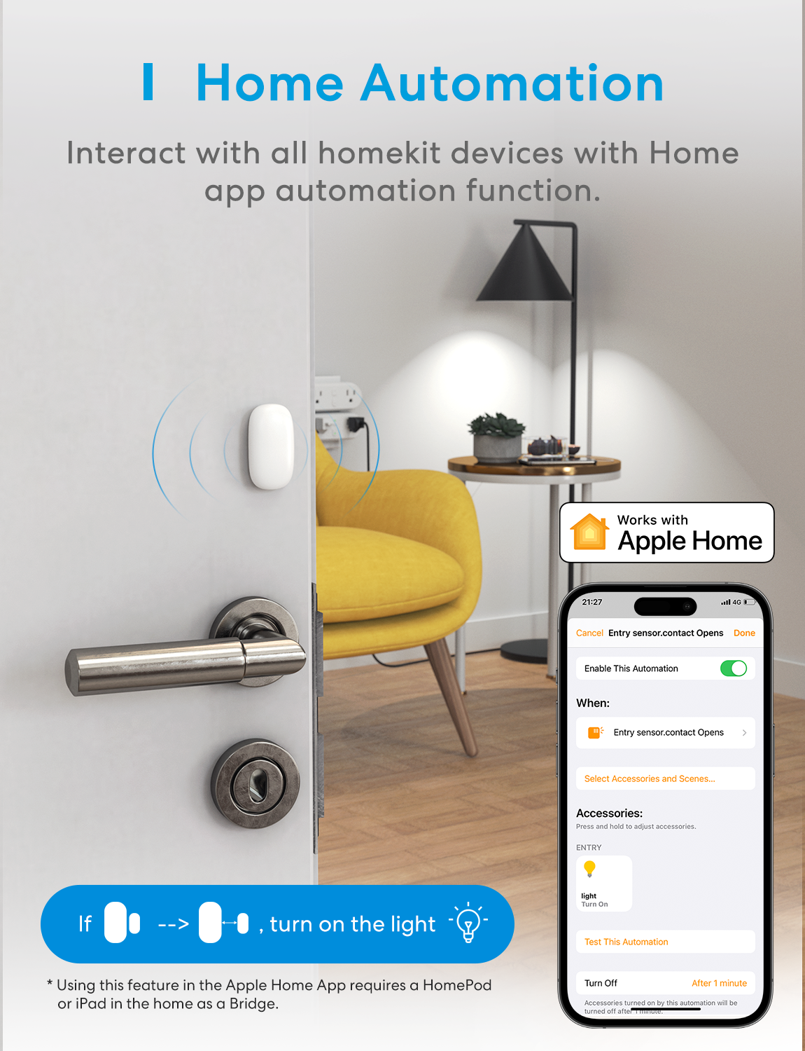 Meross HomeKit WiFi Smart Door Sensor Window Open Closed Detector Smart  Home Security Protection Alarm Google Alexa SmartThings