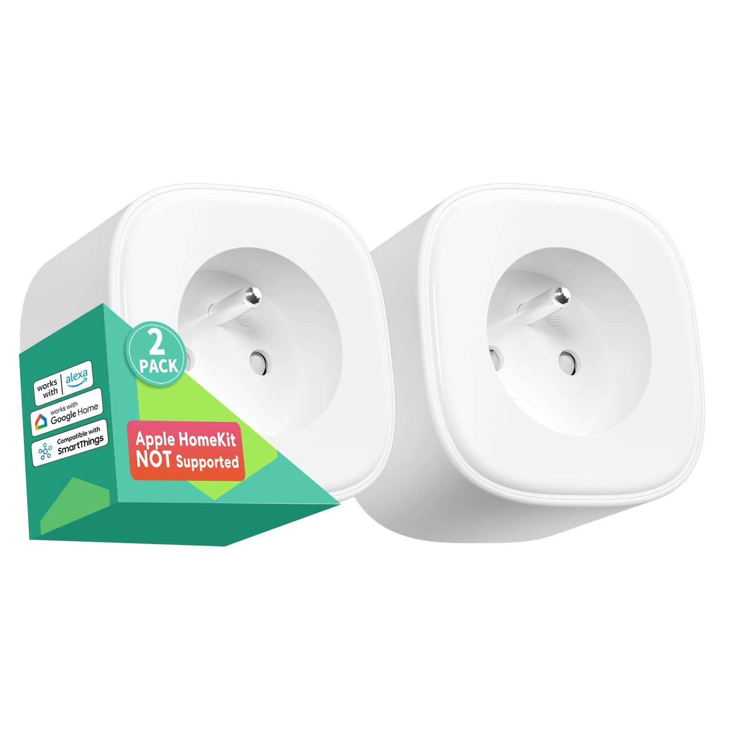 Meross Smart Wi-Fi Plug, MSS210HK, 2 Pack (EU/FR Version)