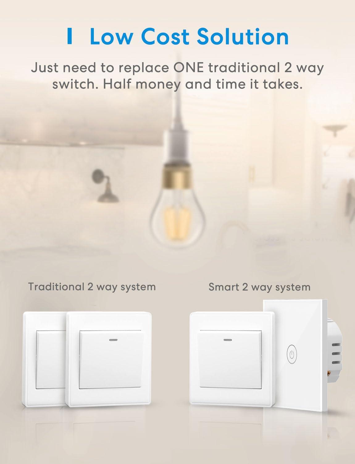 Meross Smart Two Way Light Switch, MSS550HK-Touch (EU/UK Version)