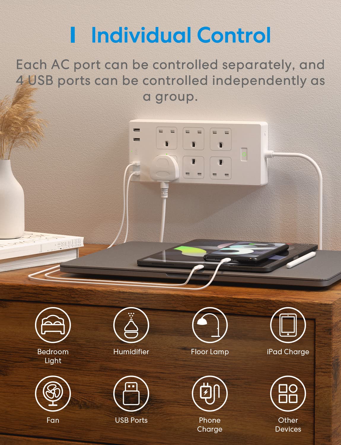 Meross Smart Power Strip, MSS426(UK Version)