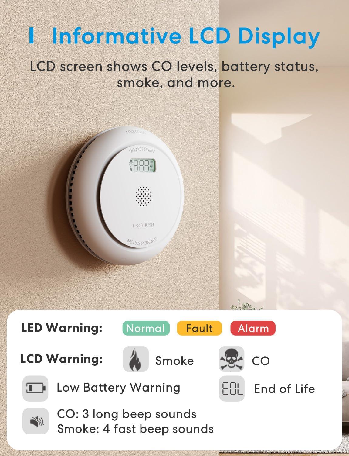 Meross Interconnected Smoke and Carbon Monoxide Detector, MA301, 2 Pack(US Version)