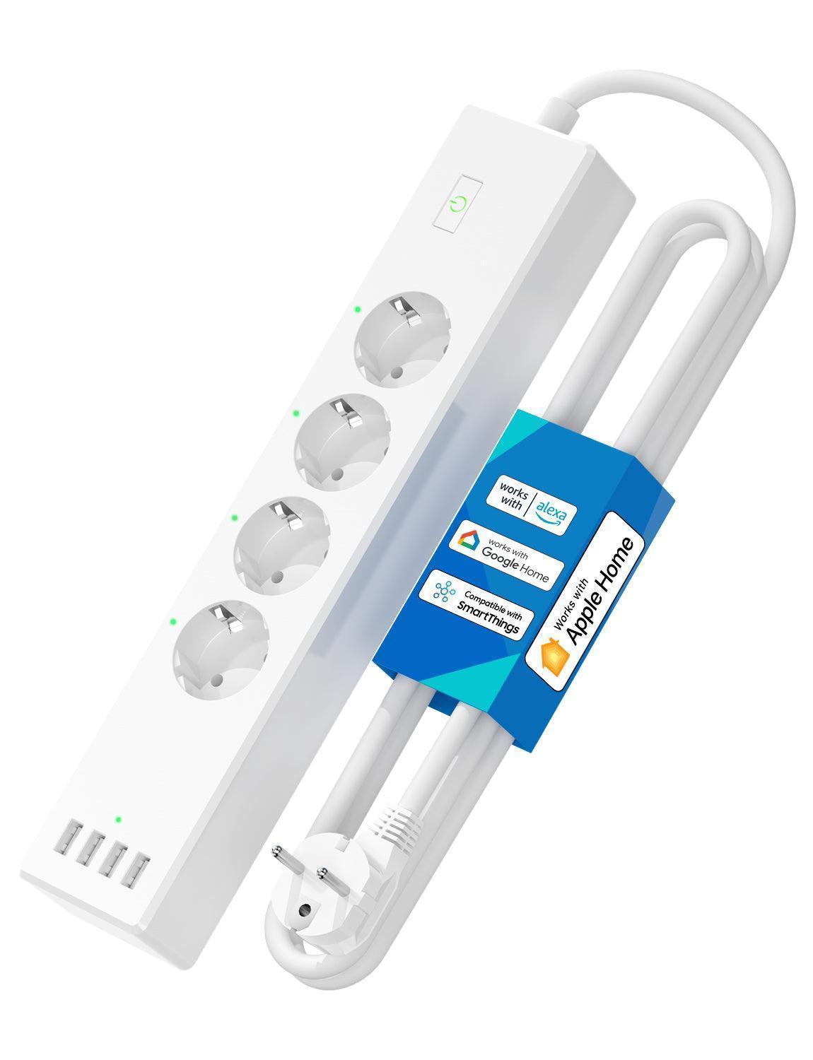 Smart Power Strip Wifi Plug: 4 Ac Outlets, 4 Usb Ports, Remote