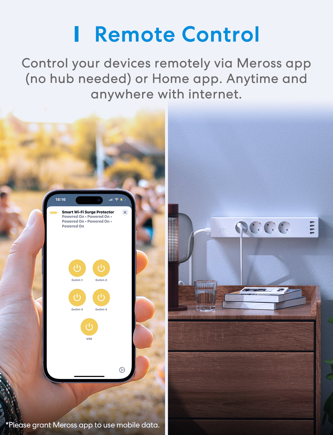 Meross Smart Power Strip, Works with Apple HomeKit EU/FR Version