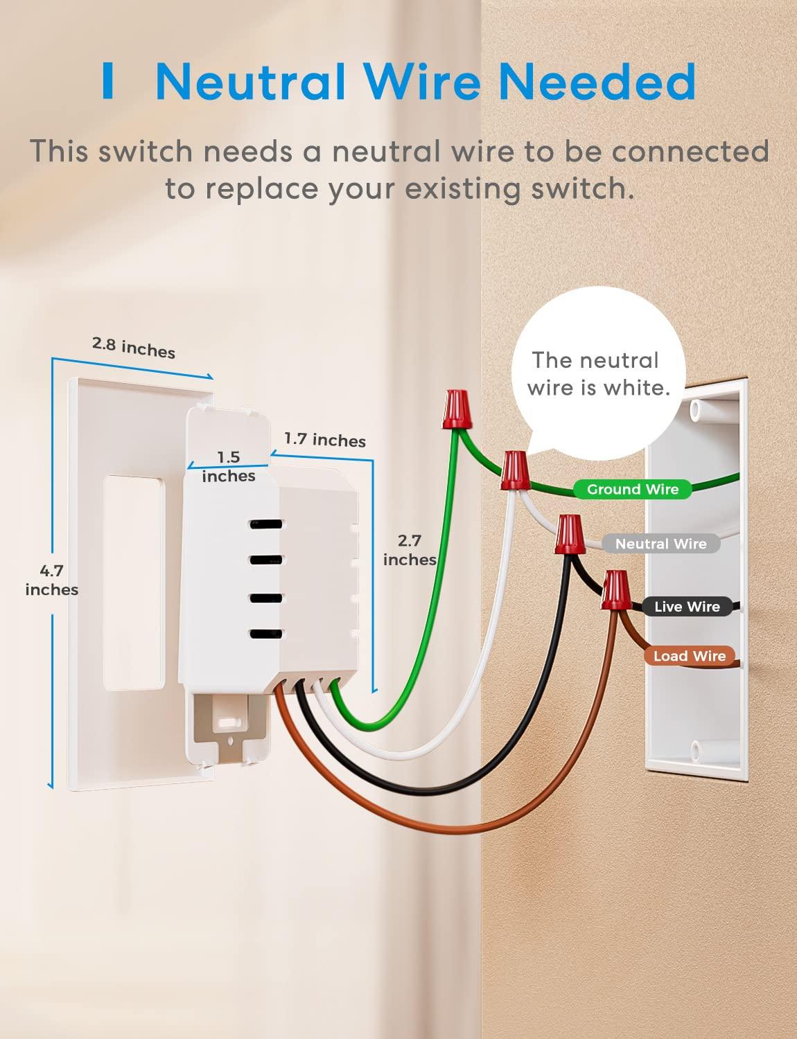 Meross Single Pole Smart Light Switch, MSS510HK (US/CA Version)