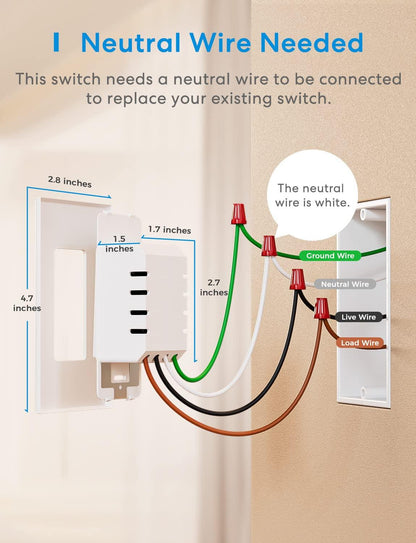 Meross Single Pole Smart Light Switch, MSS510HK (US/CA Version)