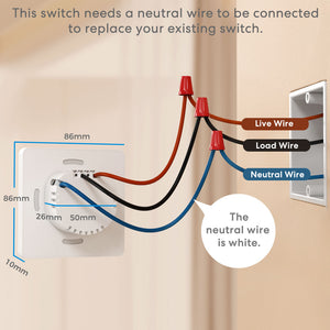 Meross Smart One Way Light Switch, MSS510XHK (EU/UK Version)