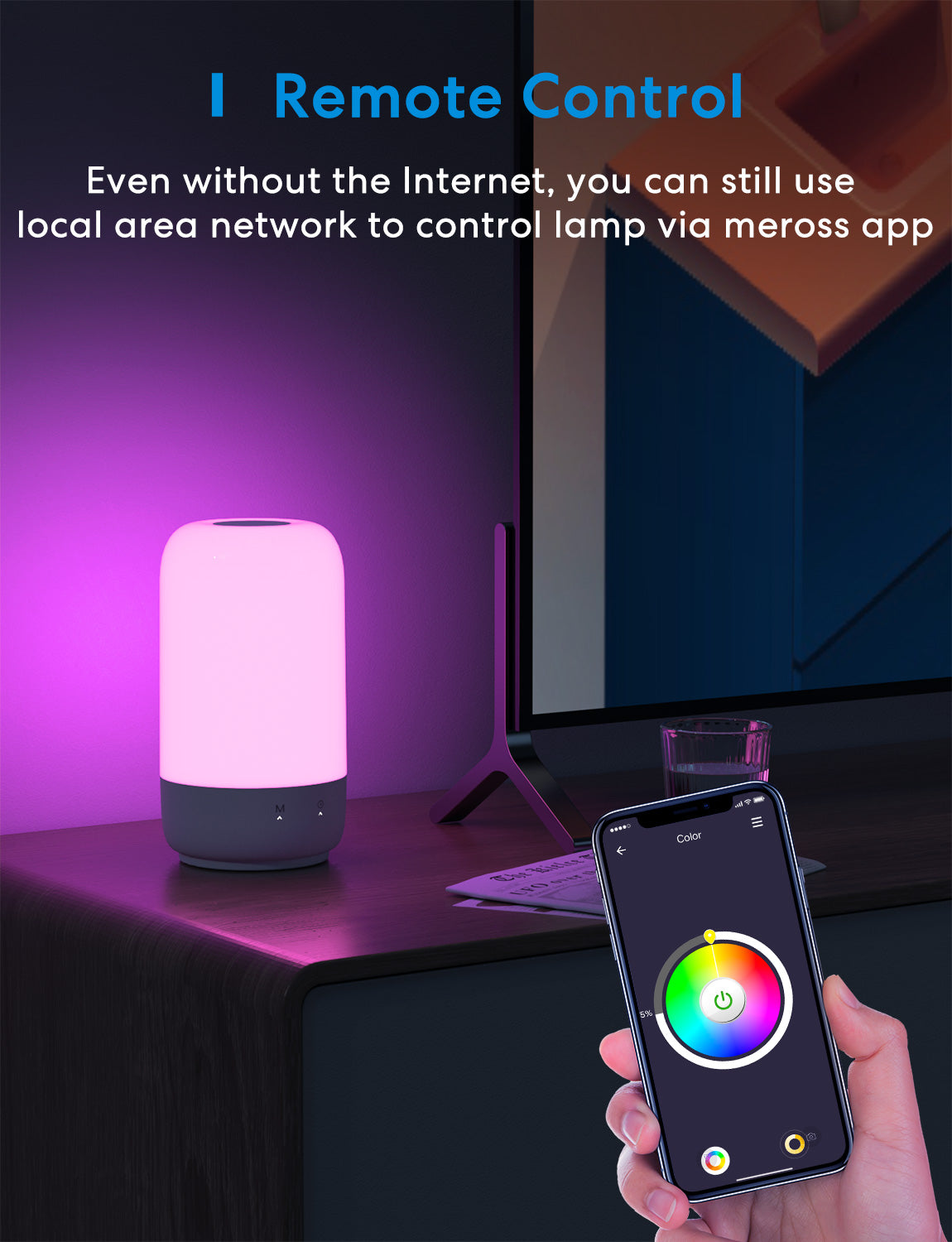 Lampe WiFi Meross Smart Lamp Chevet Compatible Apple HomeKit