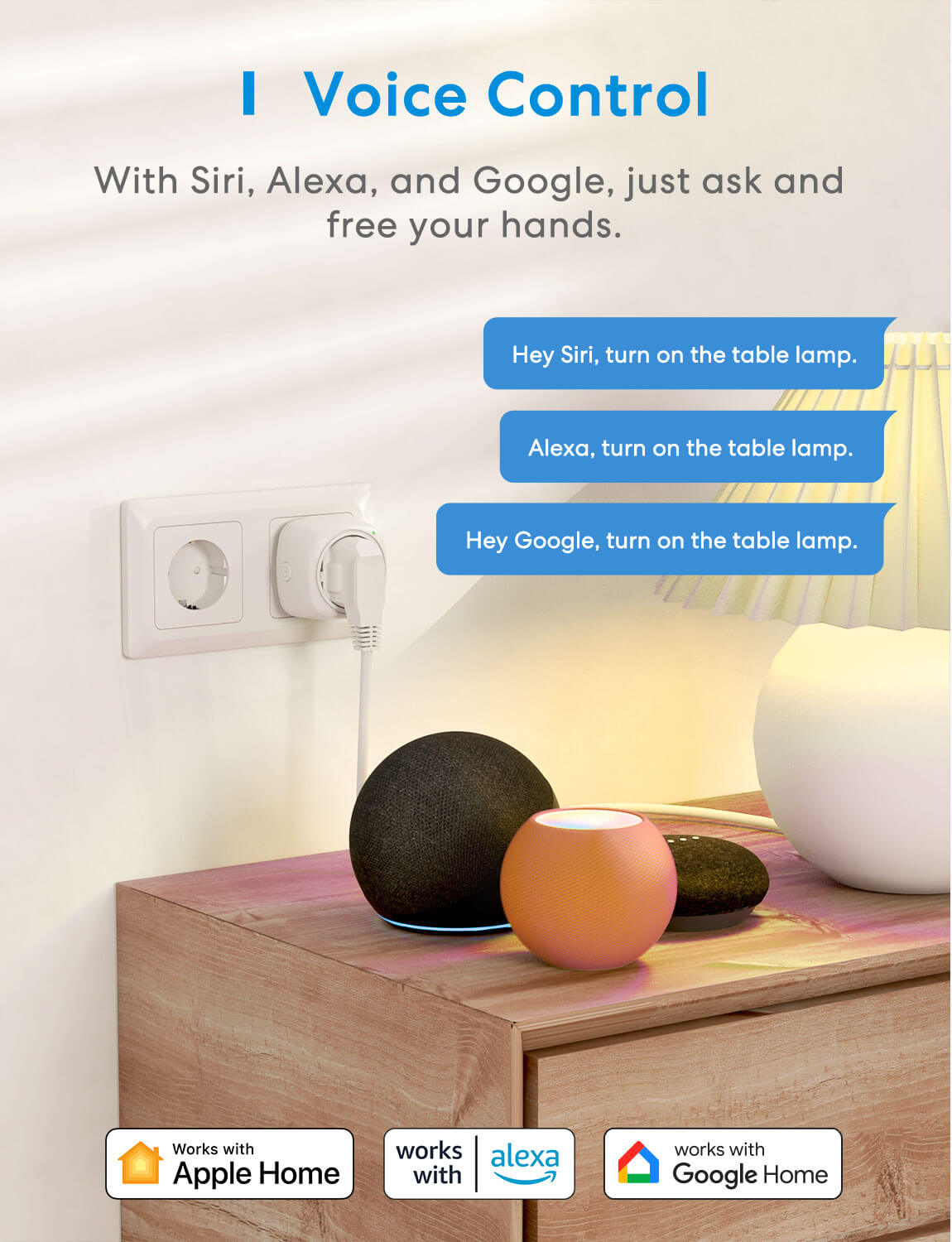 Smart Wifi Wall Socket , Supports Smart Specs. Alexa & Google Home