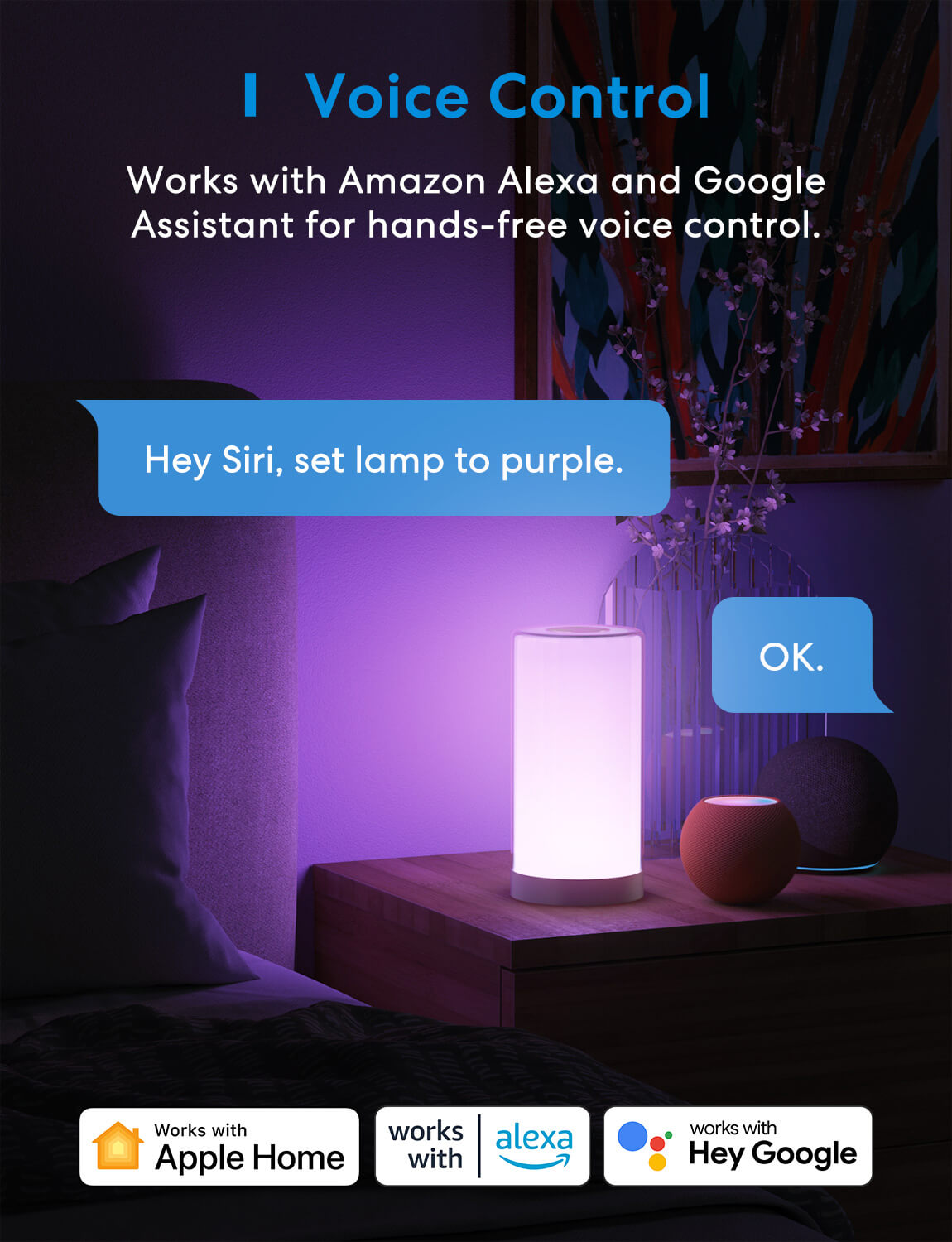 Meross Smart Tunable Multicolor, Touch and Voice Control Bedside