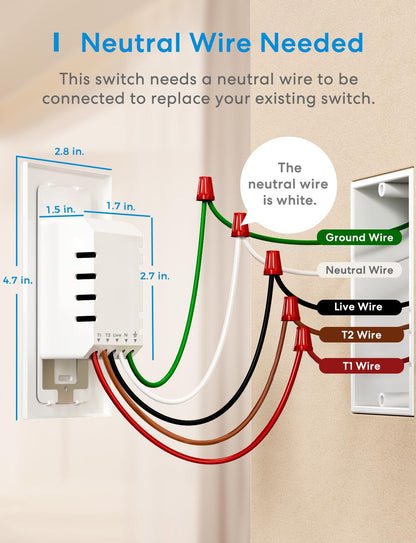 Meross Smart 3 Way Dimmer Switch, MSS570HK (US/CA Version)