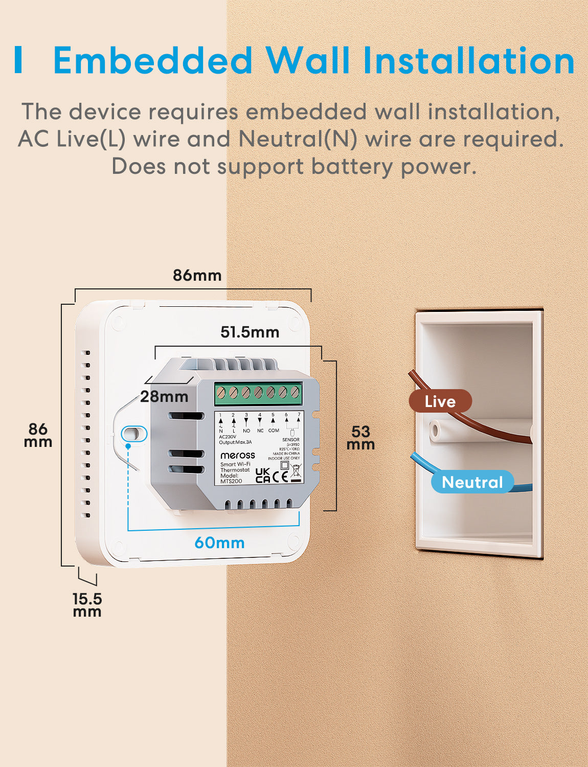 Meross Smart WLAN-Thermostat für Boiler/Warmwasserbereitungssystem, MTS200BHK 