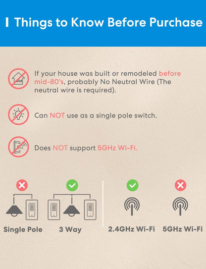 Meross Smart 3 Way Dimmer Switch, MSS570HK (US/CA Version)